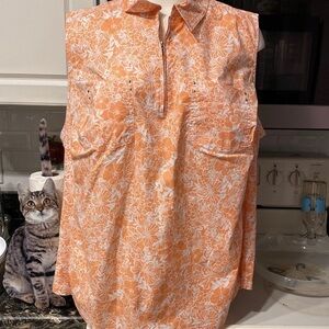 C womens Coral Bay casual orange sleeveless stretch plus size top 3X. EUC
